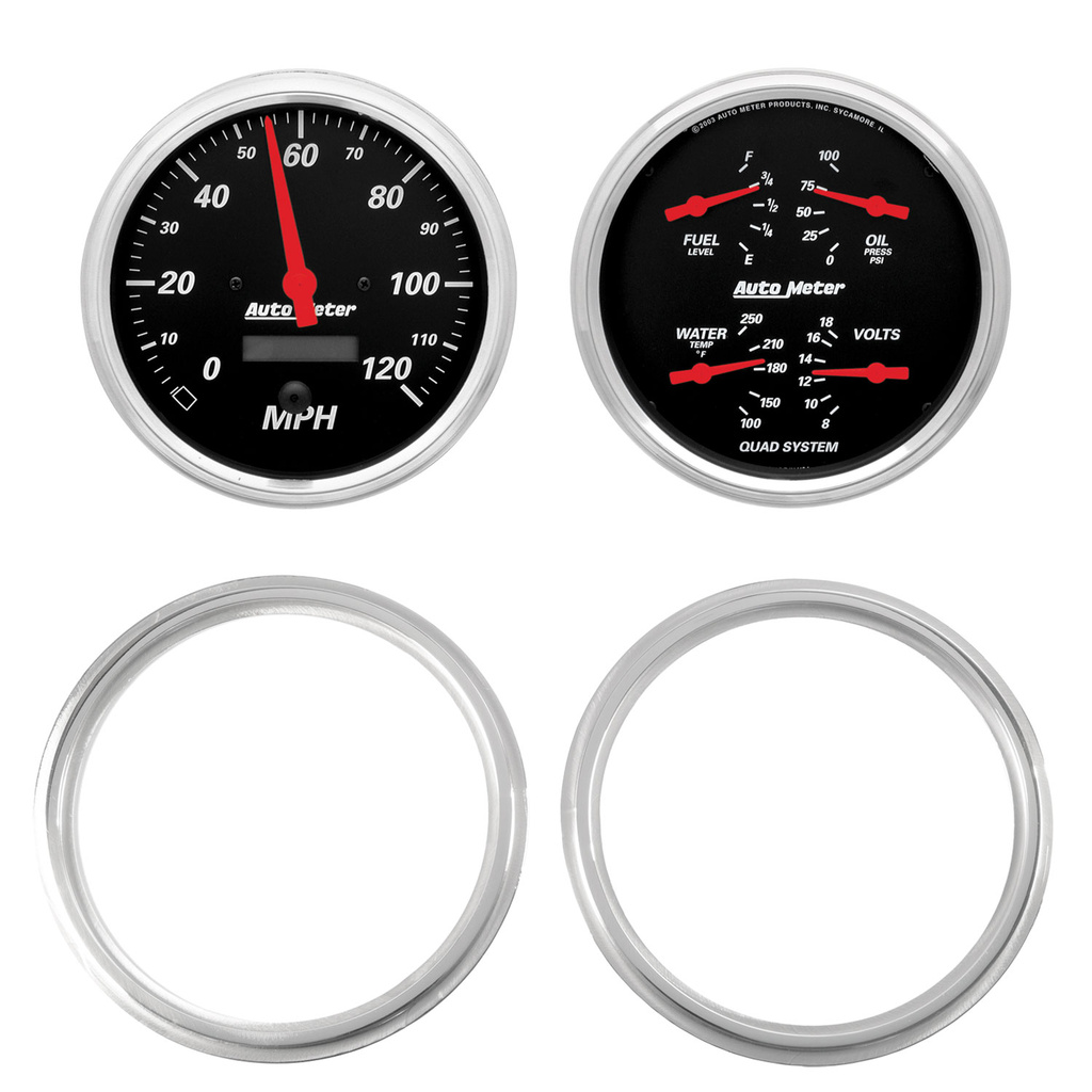 2 Gauge Direct Fit Dash Kit, Chevy Truck 47-53, 2 Gauge,  Designer Black