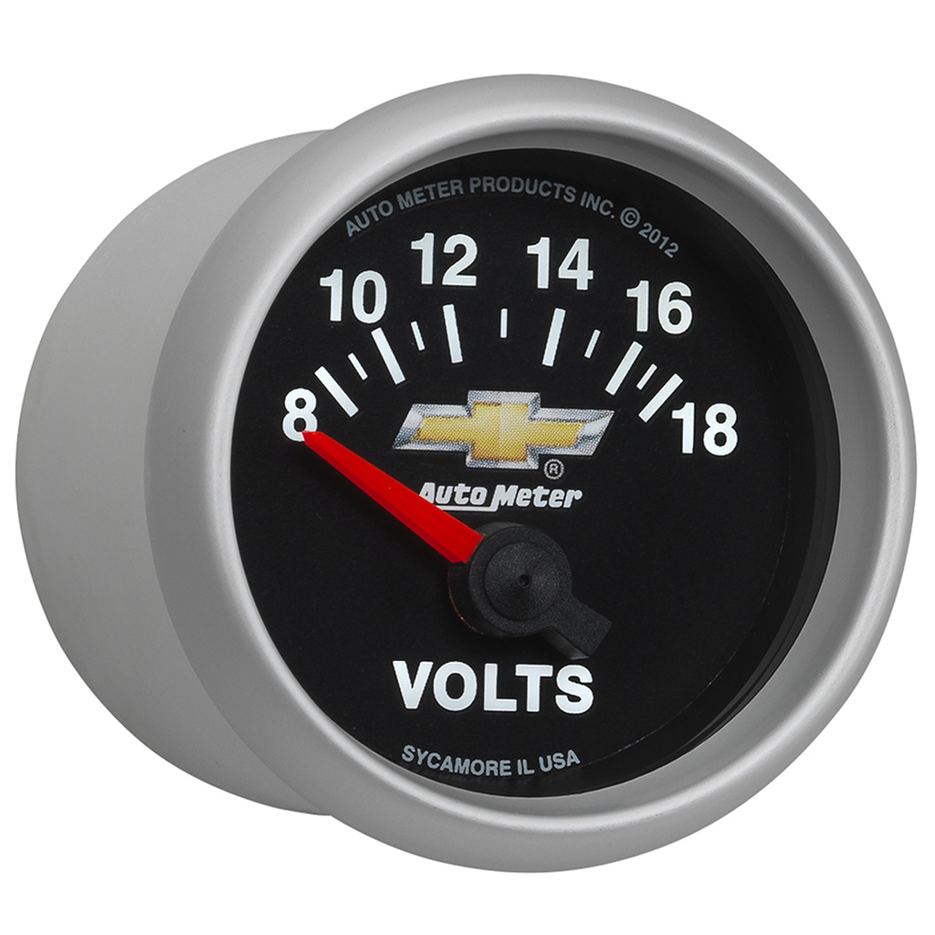 2-1/16" Voltmeter, 18v, Electric, Chevy Gold Bowtie